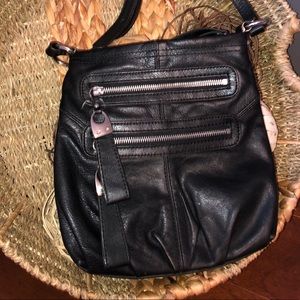 B. Makowsky Black Leather Crossbody